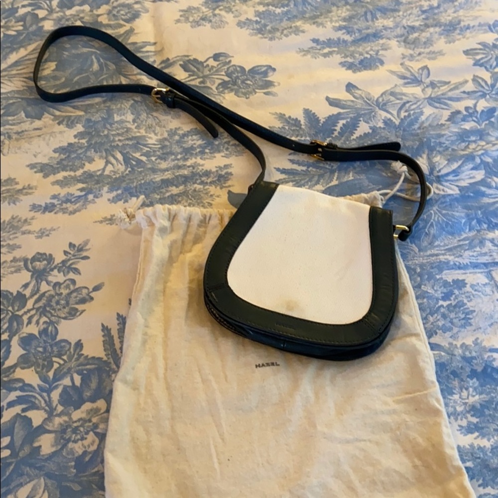 Green Leather and Linen Cross Body